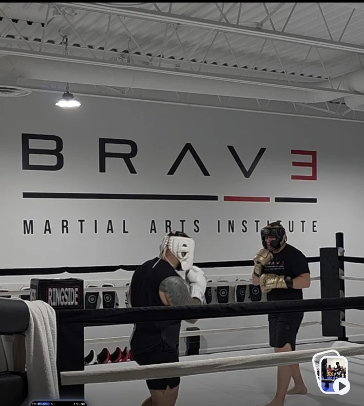 Boxing sparring session in the ring